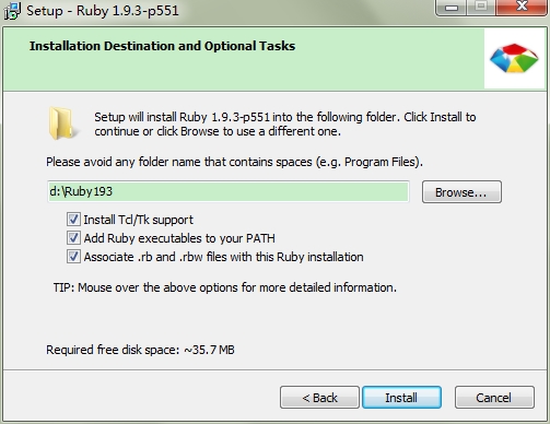 选择安装路径并勾选三个可选项